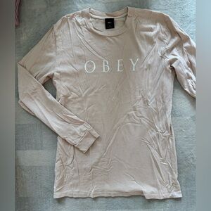 Obey Women's Soft Pink Long Sleeve Tee